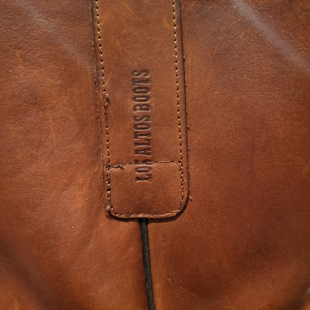 Los Altos Mens Brown Greasy Leather Motorcycle Square-Toe Cowboy Boots Size 9 - Picture 12 of 12